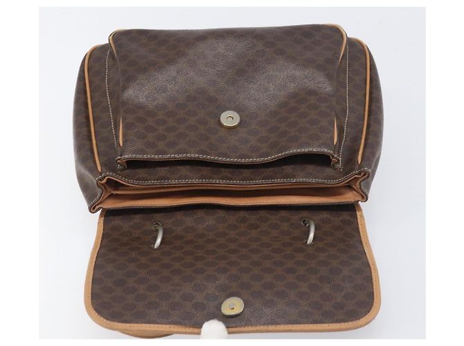 Céline Borsa a mano CELINE Macadam Canvas PVC Leather Brown Gold Auth 197642 Marrone D'oro - vista 21