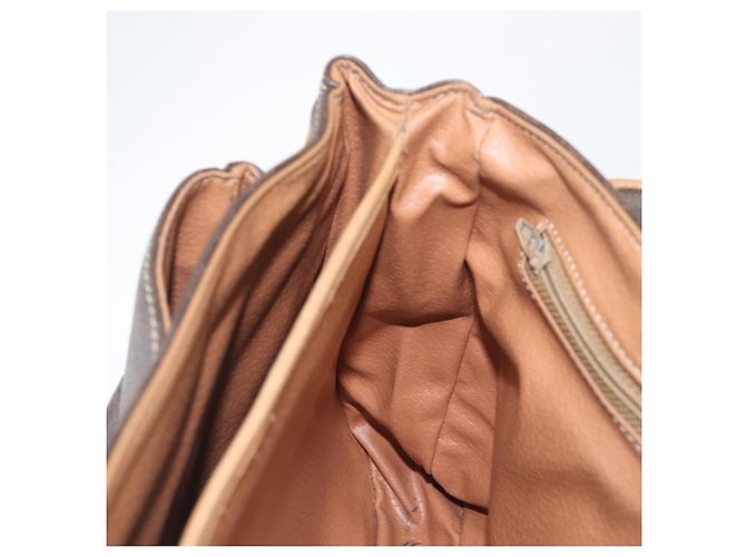 Céline Borsa a mano CELINE Macadam Canvas PVC Leather Brown Gold Auth 197642 Marrone D'oro - vista 23