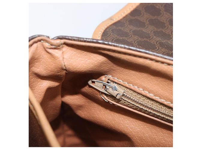 Céline Borsa a mano CELINE Macadam Canvas PVC Leather Brown Gold Auth 197642 Marrone D'oro - vista 24
