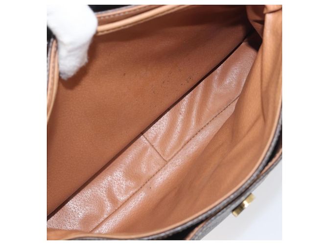 Céline Borsa a mano CELINE Macadam Canvas PVC Leather Brown Gold Auth 197642 Marrone D'oro - vista 26