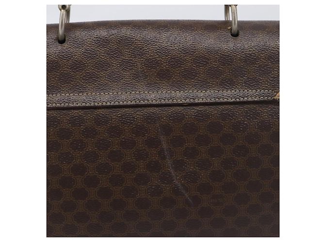 Céline Borsa a mano CELINE Macadam Canvas PVC Leather Brown Gold Auth 197642 Marrone D'oro - vista 3