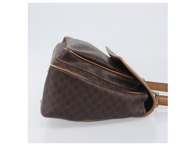 Céline Borsa a mano CELINE Macadam Canvas PVC Leather Brown Gold Auth 197642 Marrone D'oro - vista 4