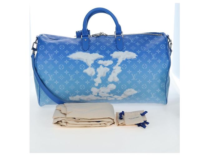 LOUIS VUITTON Monogram Crows Keepall Bandouliere 50 Blue M45428 Auth yk20850SAM Bianco - vista 12