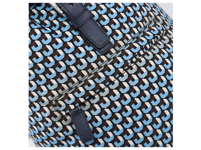 Zaino PRADA Nylon Blu Argento Auth 197214A - vista 20