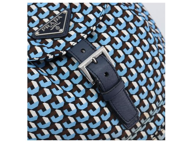 Zaino PRADA Nylon Blu Argento Auth 197214A - vista 21