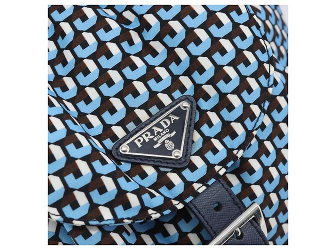 Zaino PRADA Nylon Blu Argento Auth 197214A - vista 22