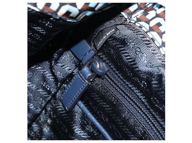 Zaino PRADA Nylon Blu Argento Auth 197214A - vista 27