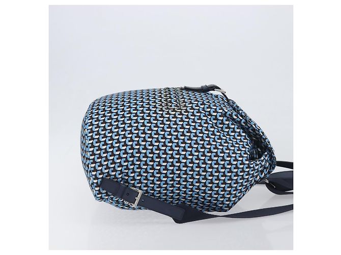 Zaino PRADA Nylon Blu Argento Auth 197214A - vista 3