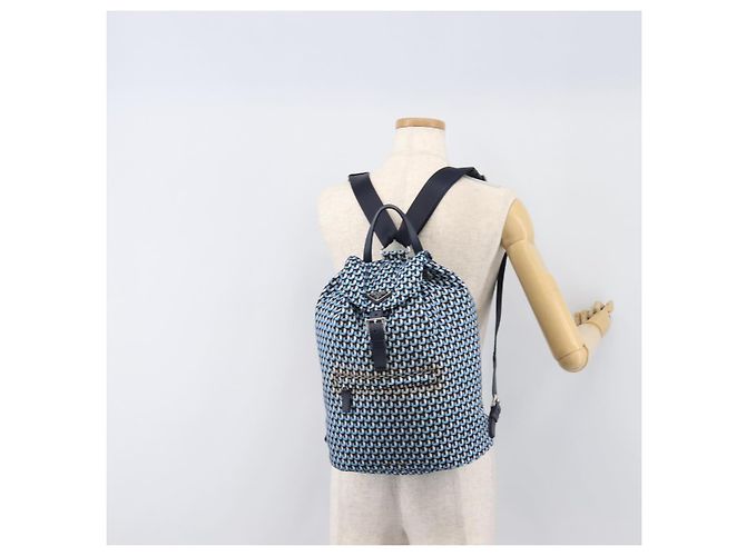 Zaino PRADA Nylon Blu Argento Auth 197214A - vista 31