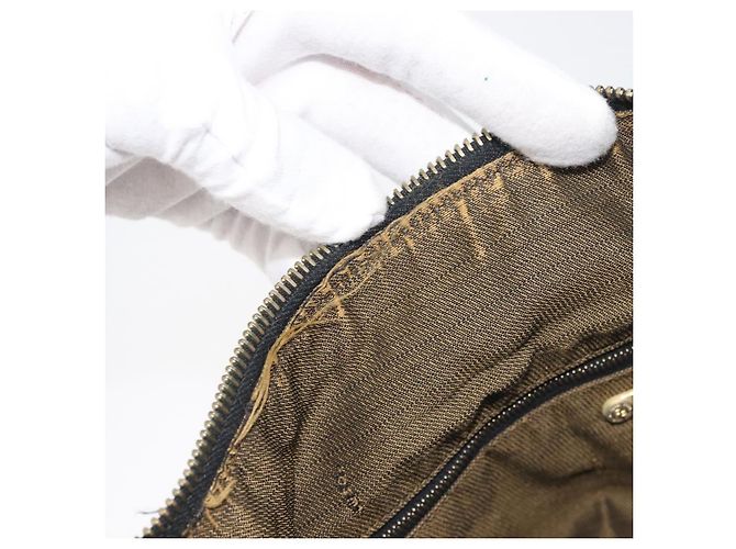 Borsa a mano Vanity Pouch FENDI Zucca Canvas Nero e Marrone Auth mr2846 - vista 10