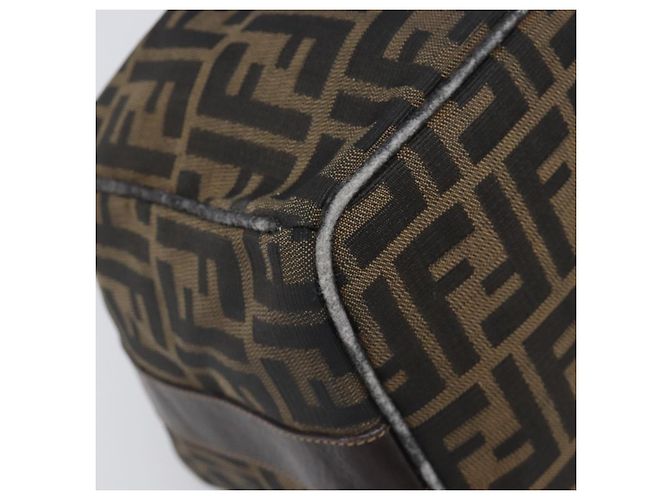 Borsa a mano Vanity Pouch FENDI Zucca Canvas Nero e Marrone Auth mr2846 - vista 14