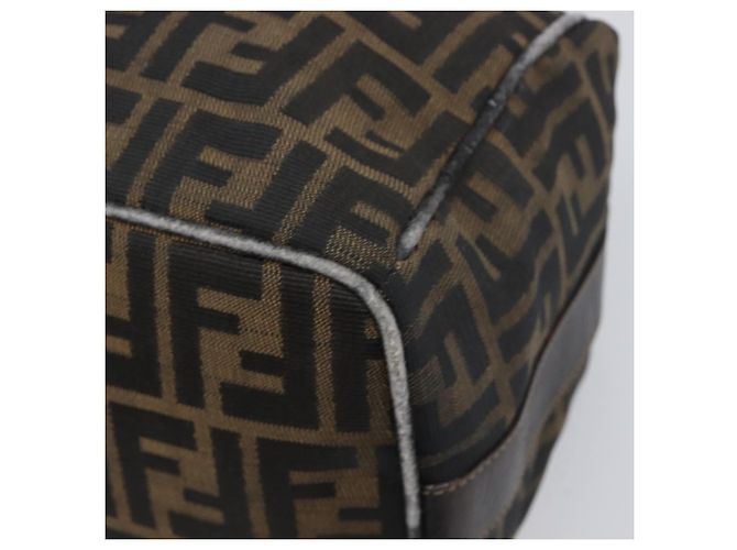 Borsa a mano Vanity Pouch FENDI Zucca Canvas Nero e Marrone Auth mr2846 - vista 15