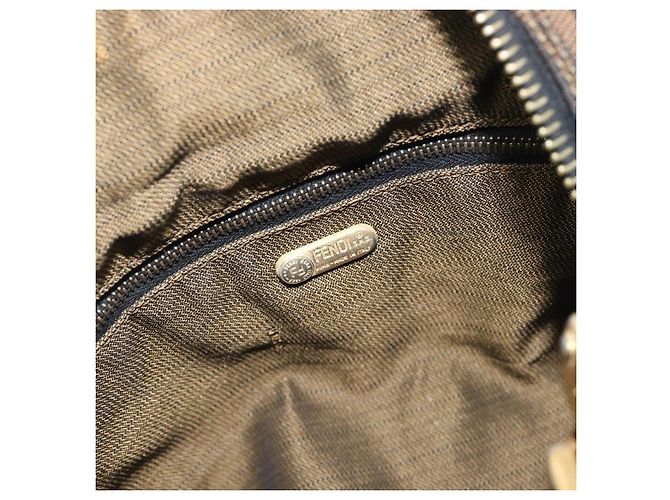 Borsa a mano Vanity Pouch FENDI Zucca Canvas Nero e Marrone Auth mr2846 - vista 19