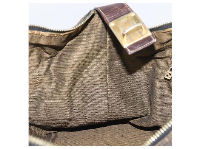 Borsa a mano Vanity Pouch FENDI Zucca Canvas Nero e Marrone Auth mr2846 - vista 21