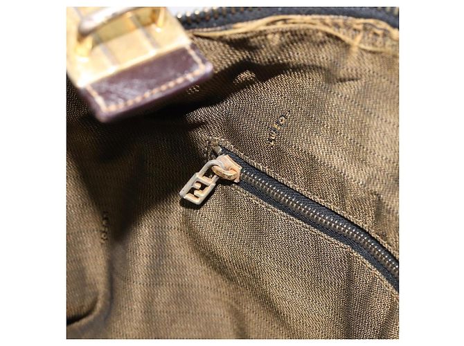Borsa a mano Vanity Pouch FENDI Zucca Canvas Nero e Marrone Auth mr2846 - vista 22