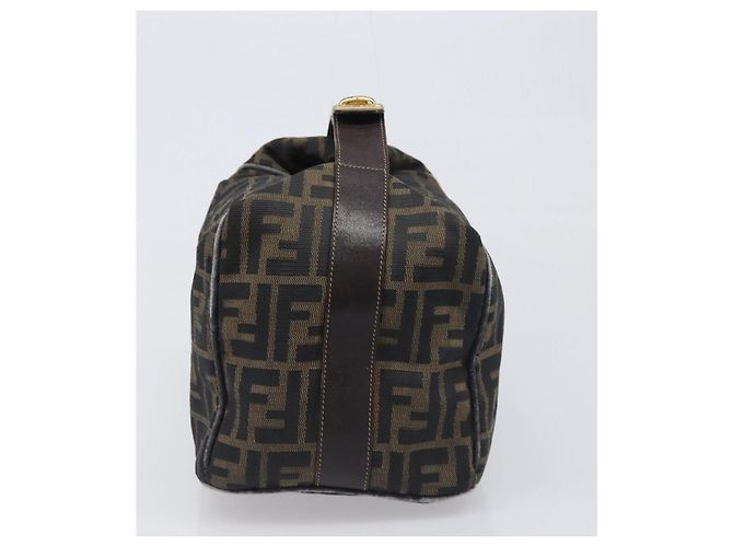 Borsa a mano Vanity Pouch FENDI Zucca Canvas Nero e Marrone Auth mr2846 - vista 3
