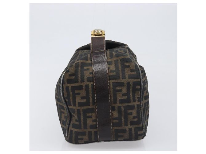 Borsa a mano Vanity Pouch FENDI Zucca Canvas Nero e Marrone Auth mr2846 - vista 4