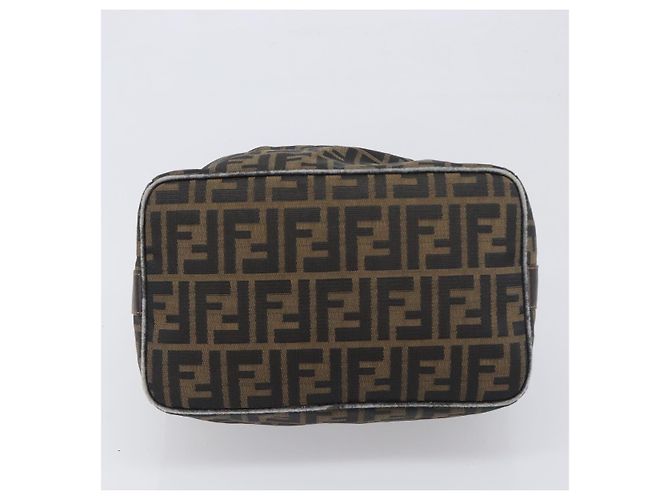Borsa a mano Vanity Pouch FENDI Zucca Canvas Nero e Marrone Auth mr2846 - vista 5