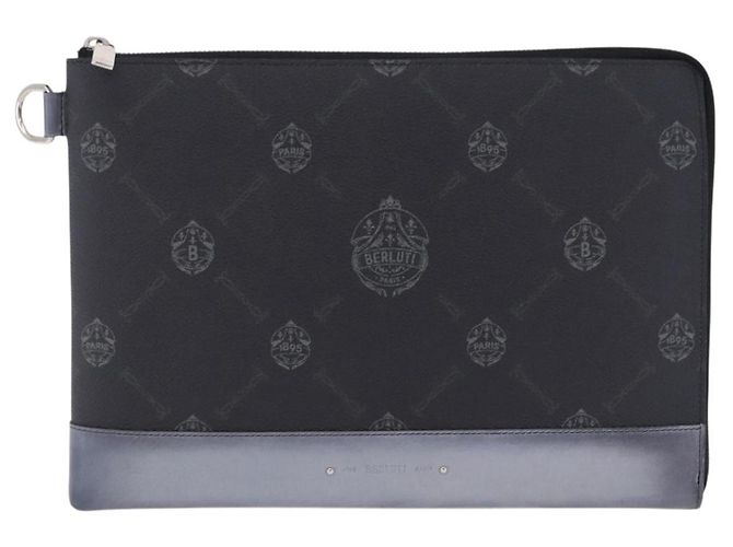 Berluti Clutch-Tasche aus Leder Schwarz Silber Auth BA15332A - Ansicht 13