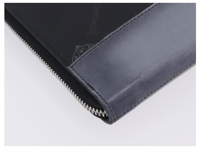 Berluti Clutch-Tasche aus Leder Schwarz Silber Auth BA15332A - Ansicht 15
