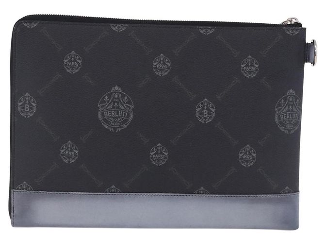 Berluti Clutch-Tasche aus Leder Schwarz Silber Auth BA15332A - Ansicht 2