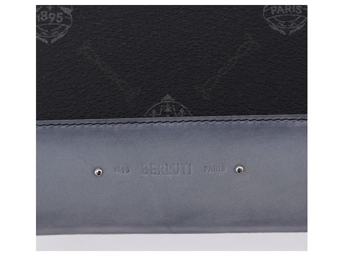 Berluti Clutch-Tasche aus Leder Schwarz Silber Auth BA15332A - Ansicht 8
