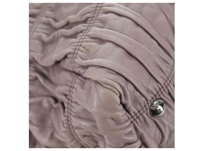 PRADA Gathered Handtasche Leder 2way Grau Silber Auth 199643V Braun - Ansicht 20