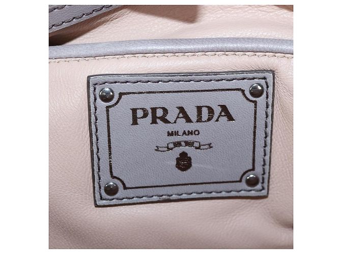 PRADA Gathered Handtasche Leder 2way Grau Silber Auth 199643V Braun - Ansicht 24