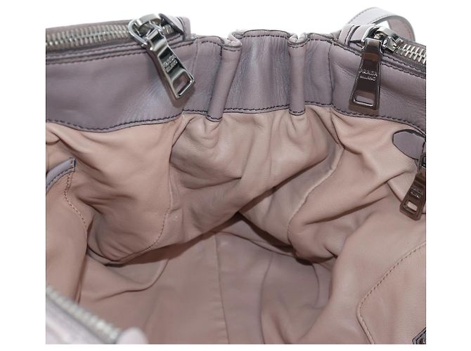 PRADA Gathered Handtasche Leder 2way Grau Silber Auth 199643V Braun - Ansicht 25