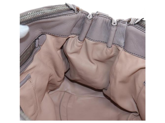 PRADA Gathered Handtasche Leder 2way Grau Silber Auth 199643V Braun - Ansicht 26