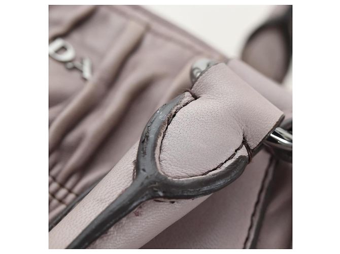 PRADA Gathered Handtasche Leder 2way Grau Silber Auth 199643V Braun - Ansicht 7