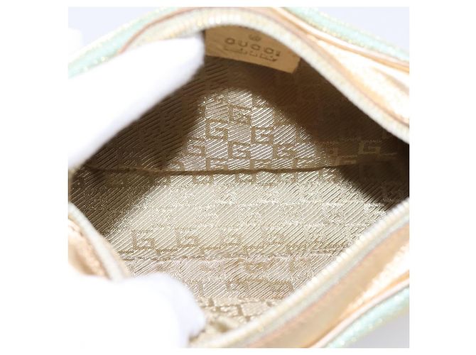 Pouch GUCCI Canvas Azzurro Oro 039 1133 Auth BA15361 Blu chiaro - vista 11