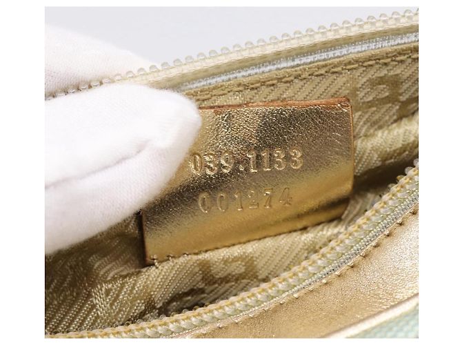 Pouch GUCCI Canvas Azzurro Oro 039 1133 Auth BA15361 Blu chiaro - vista 12