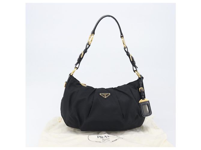 Borsa a tracolla PRADA Nylon Black Gold Auth yk20847V Nero D'oro - vista 12