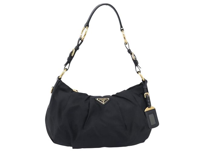 Borsa a tracolla PRADA Nylon Black Gold Auth yk20847V Nero D'oro - vista 13