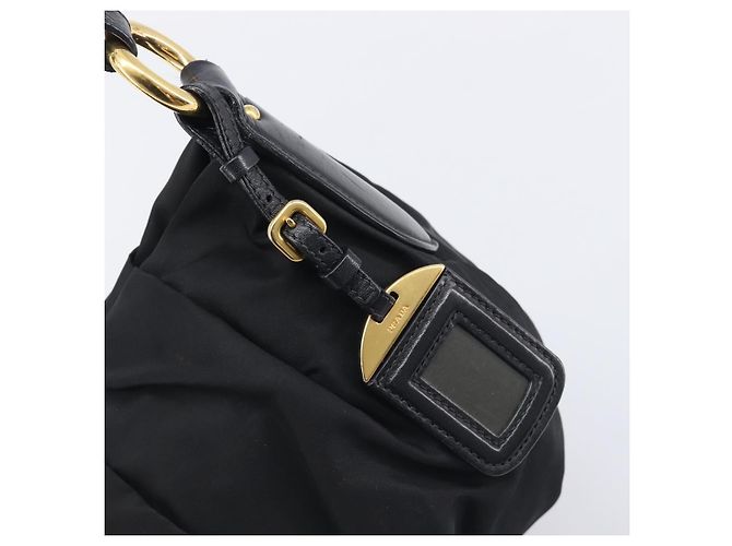 Borsa a tracolla PRADA Nylon Black Gold Auth yk20847V Nero D'oro - vista 18