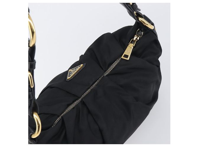 Borsa a tracolla PRADA Nylon Black Gold Auth yk20847V Nero D'oro - vista 6
