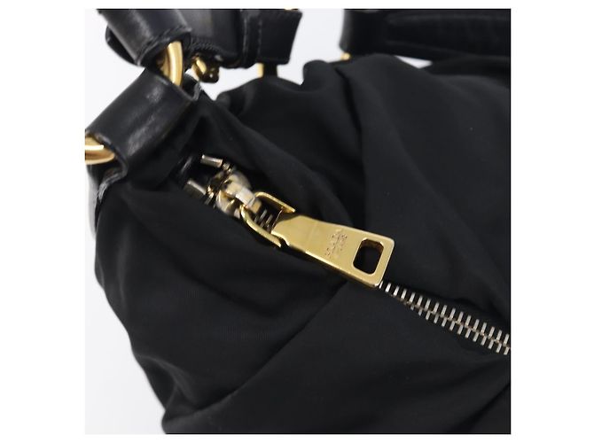 Borsa a tracolla PRADA Nylon Black Gold Auth yk20847V Nero D'oro - vista 9