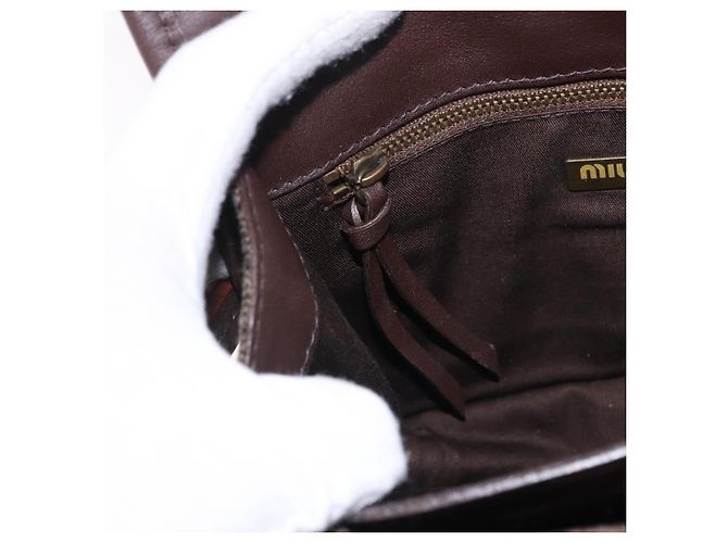 Borsa a mano Miu Miu in lana beige e oro Auth 199131V D'oro - vista 24