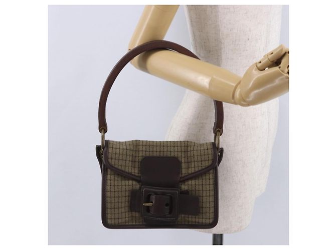 Borsa a mano Miu Miu in lana beige e oro Auth 199131V D'oro - vista 26