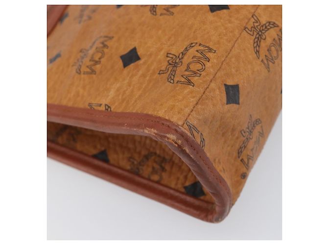 Borsa a pochette MCM Logogram Vicetos PVC Leather Brown Gold Auth 197776 Marrone D'oro - vista 14