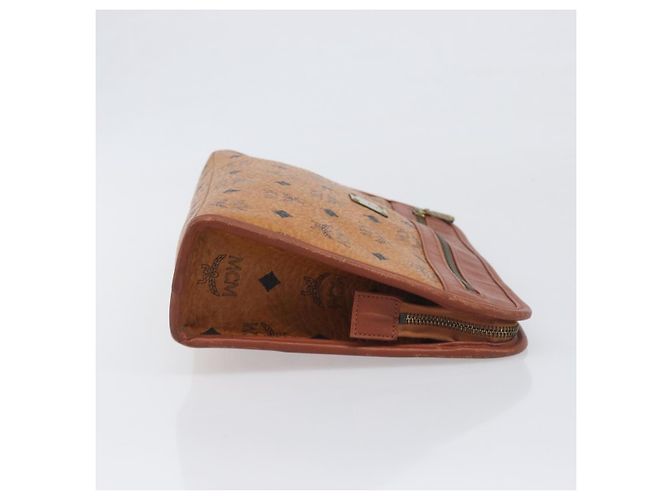 Borsa a pochette MCM Logogram Vicetos PVC Leather Brown Gold Auth 197776 Marrone D'oro - vista 3