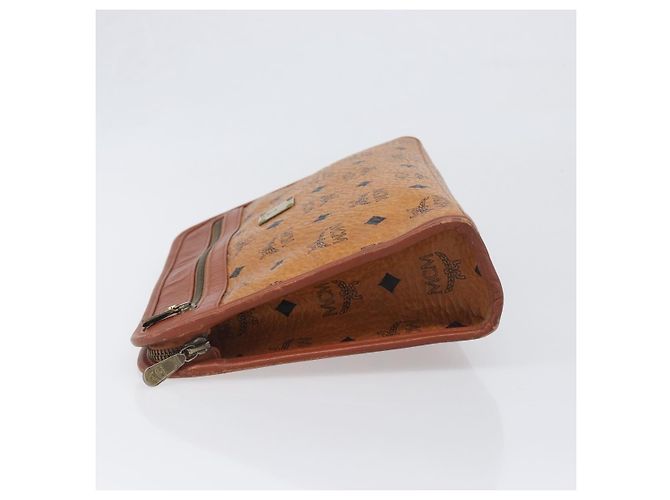 Borsa a pochette MCM Logogram Vicetos PVC Leather Brown Gold Auth 197776 Marrone D'oro - vista 4