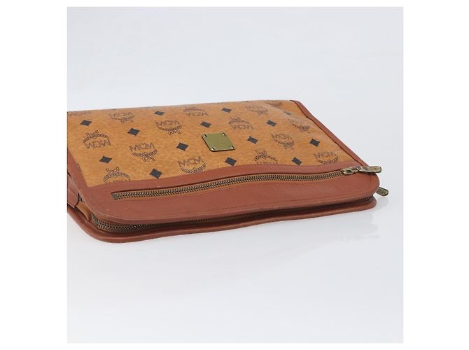 Borsa a pochette MCM Logogram Vicetos PVC Leather Brown Gold Auth 197776 Marrone D'oro - vista 5