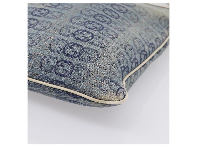 Borsa a tracolla GUCCI Interlocking G Denim Outlet Blue Gold 257246 Auth 200236 D'oro - vista 10