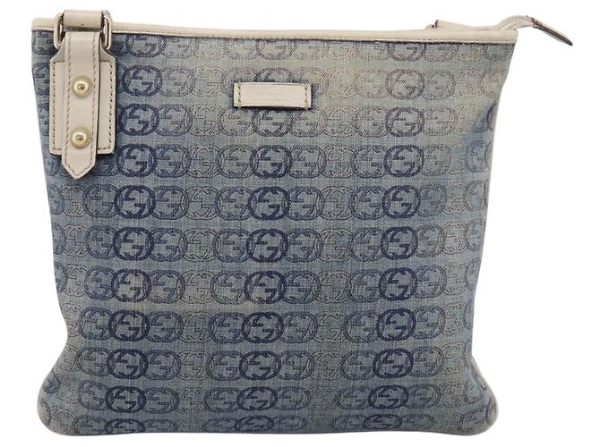 Borsa a tracolla GUCCI Interlocking G Denim Outlet Blue Gold 257246 Auth 200236 D'oro - vista 13