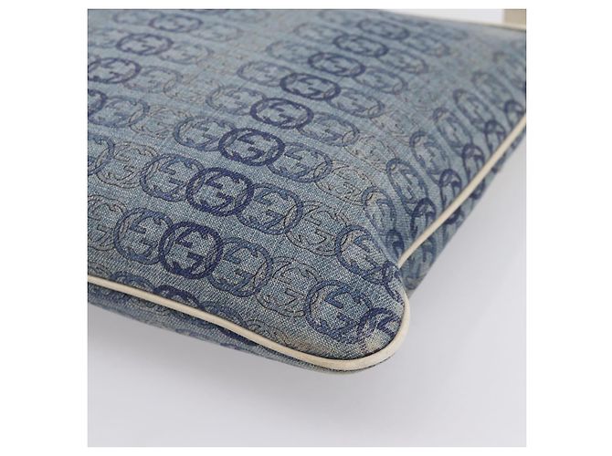 Borsa a tracolla GUCCI Interlocking G Denim Outlet Blue Gold 257246 Auth 200236 D'oro - vista 16
