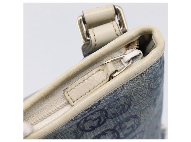 Borsa a tracolla GUCCI Interlocking G Denim Outlet Blue Gold 257246 Auth 200236 D'oro - vista 18