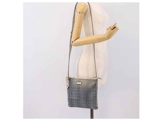Borsa a tracolla GUCCI Interlocking G Denim Outlet Blue Gold 257246 Auth 200236 D'oro - vista 24