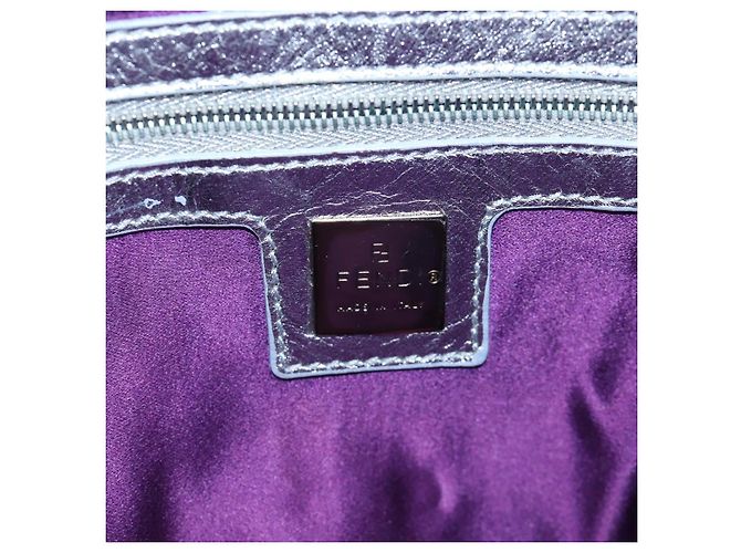 Borsa a tracolla FENDI Mamma Baguette Canvas Blue Silver Auth 196591V Argento - vista 25